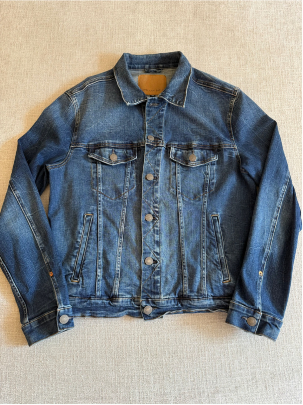 American Eagle flex denim trucker button front jean jacket unisex size large